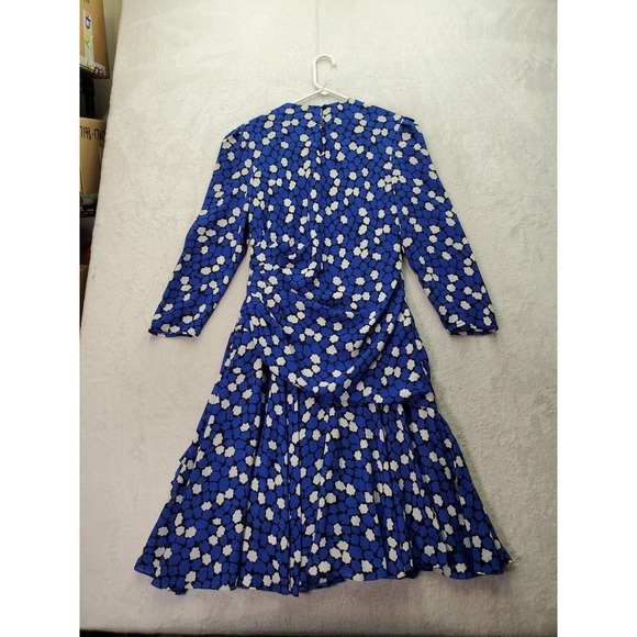 Liz Roberts Wrap Dress Womens Medium Blue Floral Lined Twisted Waist Side Zipper - Picture 2 of 11